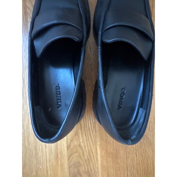 Vince Womens Robin Apron Toe Leather Black Chunky Lug Sole Penny Loafers Sz 8 - Picture 6 of 8